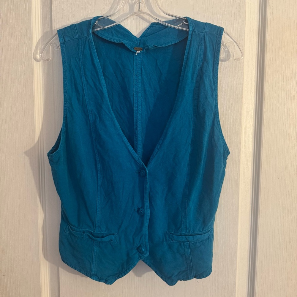 Teal Button-Up Women's Vest